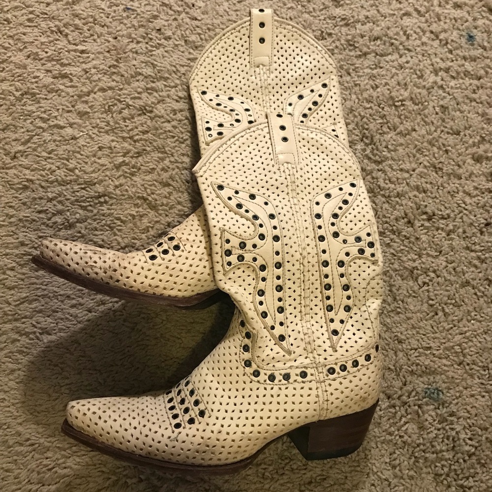 White Frye Cowboy Boots